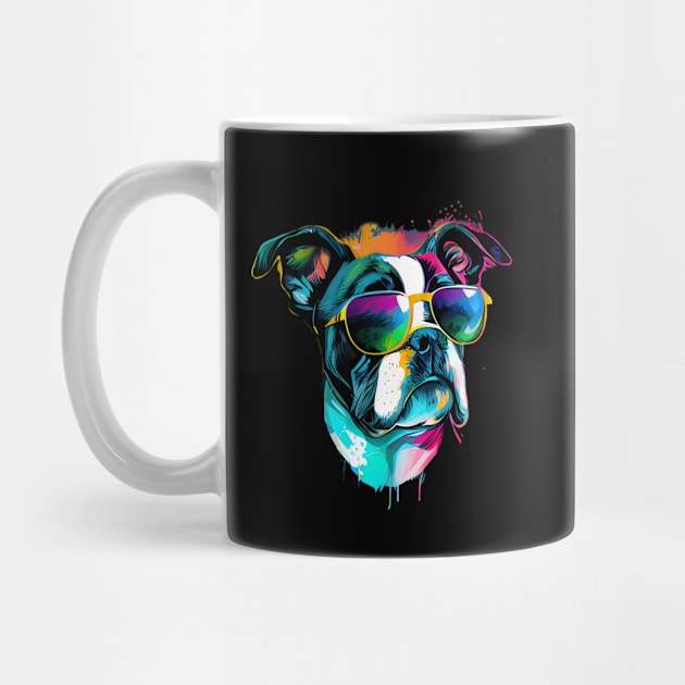 Colourful cool bulldog dog with sunglasses by MLArtifex